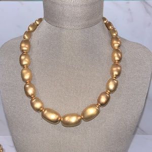 Milor 14k gold resin bead necklace vintage Italy